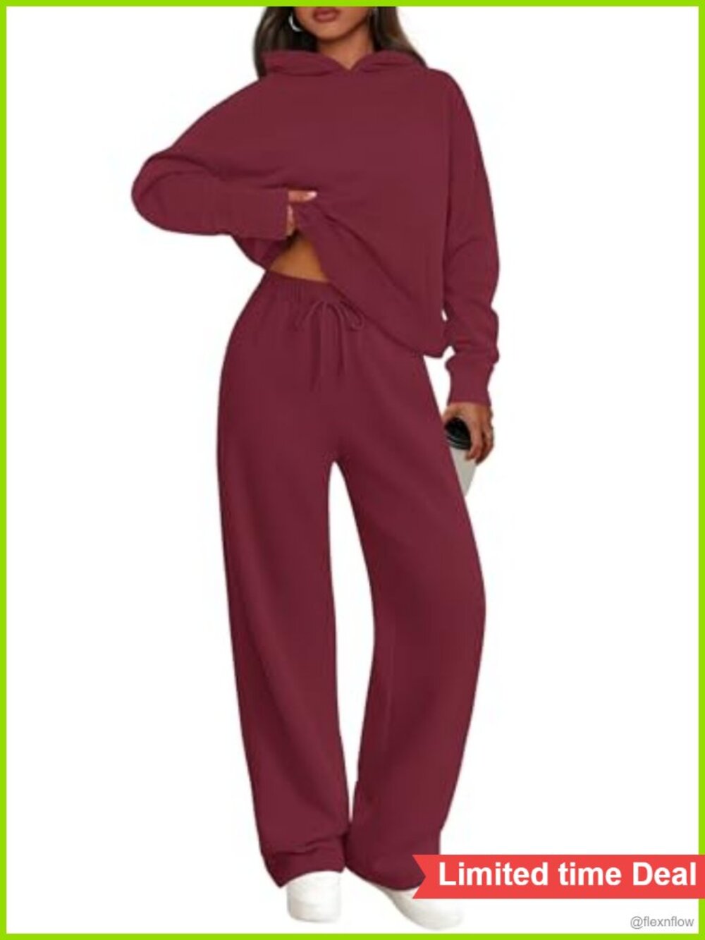 Women's 2 Piece Sweatsuit Cotton Polyester Hoodie Wide Leg Sweatpants Lounge Set